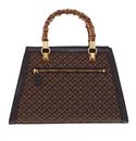 GUESS Stephi Bamboo Satchel Bag Brown Logo