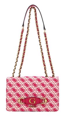 GUESS Izzy Convertible Crossbody Flap Magenta Logo