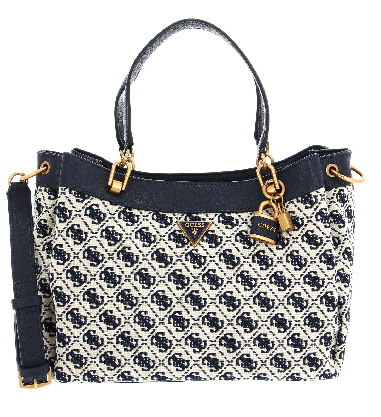 GUESS Shemara Girlfriend Carryall Hobo Bag L Navy Logo | Modeherz