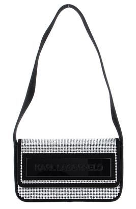 KARL LAGERFELD K / Essential K Flap Shoulder Bag Crystal S Black