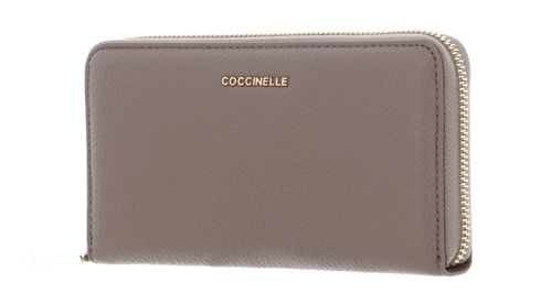 COCCINELLE Metallic Soft Wallet Grained Leather Warm Taupe