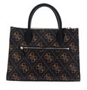 GUESS Rea High Society Satchel Bag Brown Logo