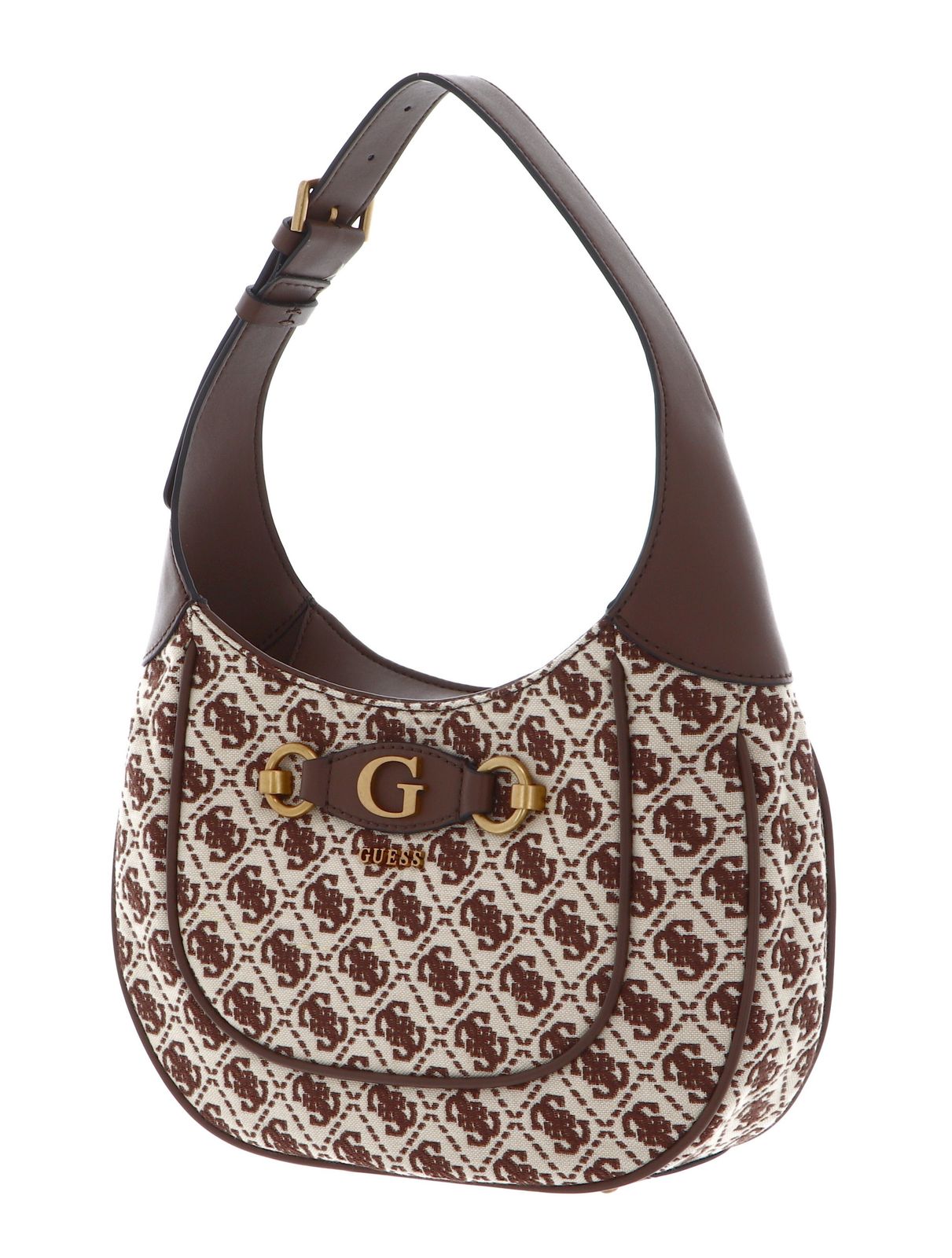 GUESS shoulder bag Izzy Hobo Brown Logo | Buy bags, purses