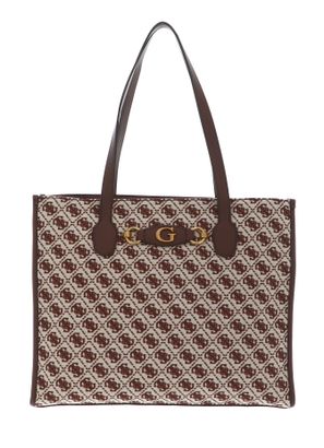 GUESS Izzy Girlfriend Tote Bag Brown Logo