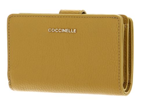 COCCINELLE Metallic Soft Mini Wallet Grained Leather Citronella