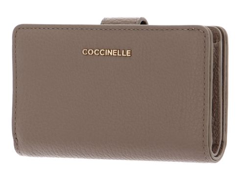 COCCINELLE Metallic Soft Mini Wallet Grained Leather Warm Taupe