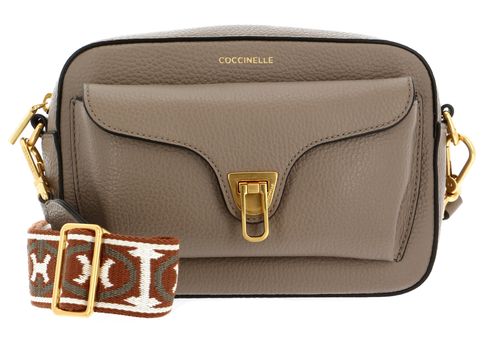 COCCINELLE Beat Soft Ribb Crossbody Bag Grained Leather Warm Taupe