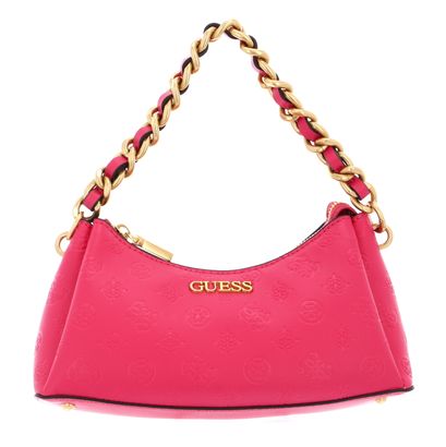 GUESS Geva Three Compartment Shoulder Bag Magenta Logo