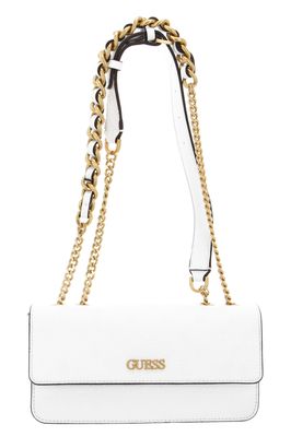 GUESS Geva Convertible Flap Crossbody Bag White Logo