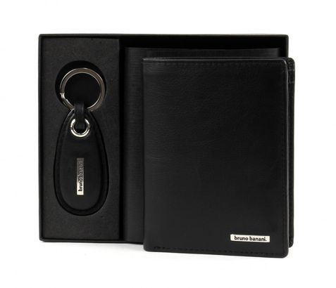 bruno banani Gift Set Slim Wallet / Keychain Black Black