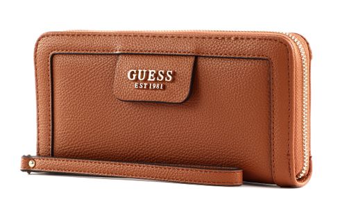 GUESS Eco Angy SLG Large Zip Around Wallet Cognac