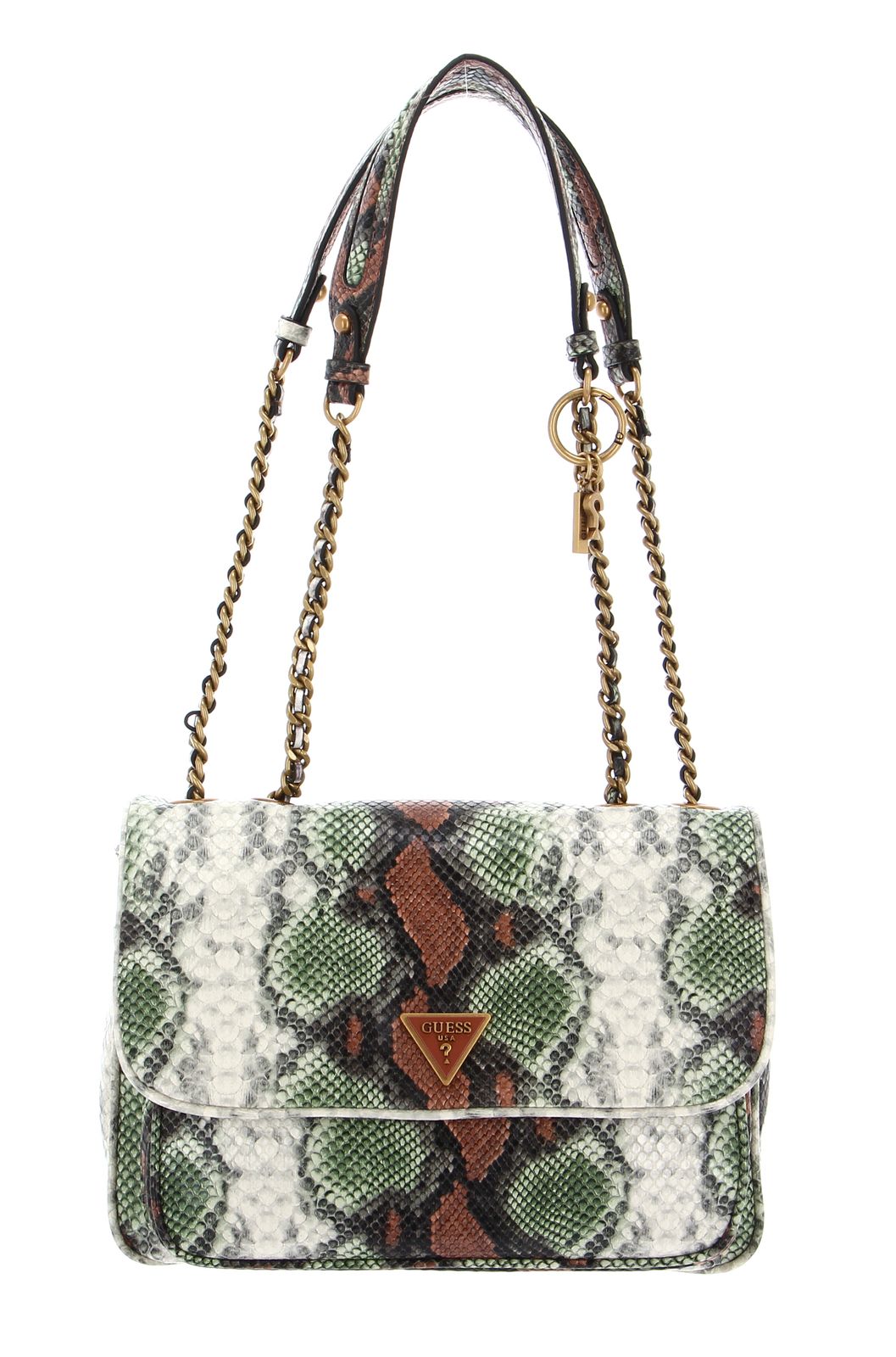 GUESS Eco Erica Borsa A Tracolla Convertible Con Flap - White Logo, 24x15.5x7 Cm