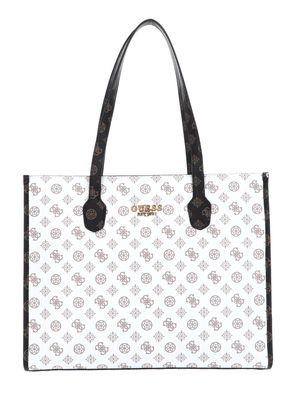 GUESS Silvana Girlfriend Tote White Logo Multi