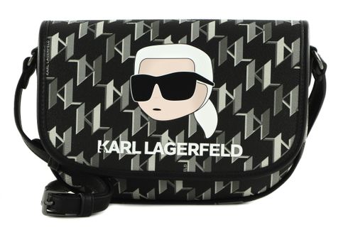 KARL LAGERFELD K / Ikonik 2.0 Mono CC Flap Crossbody Black / White