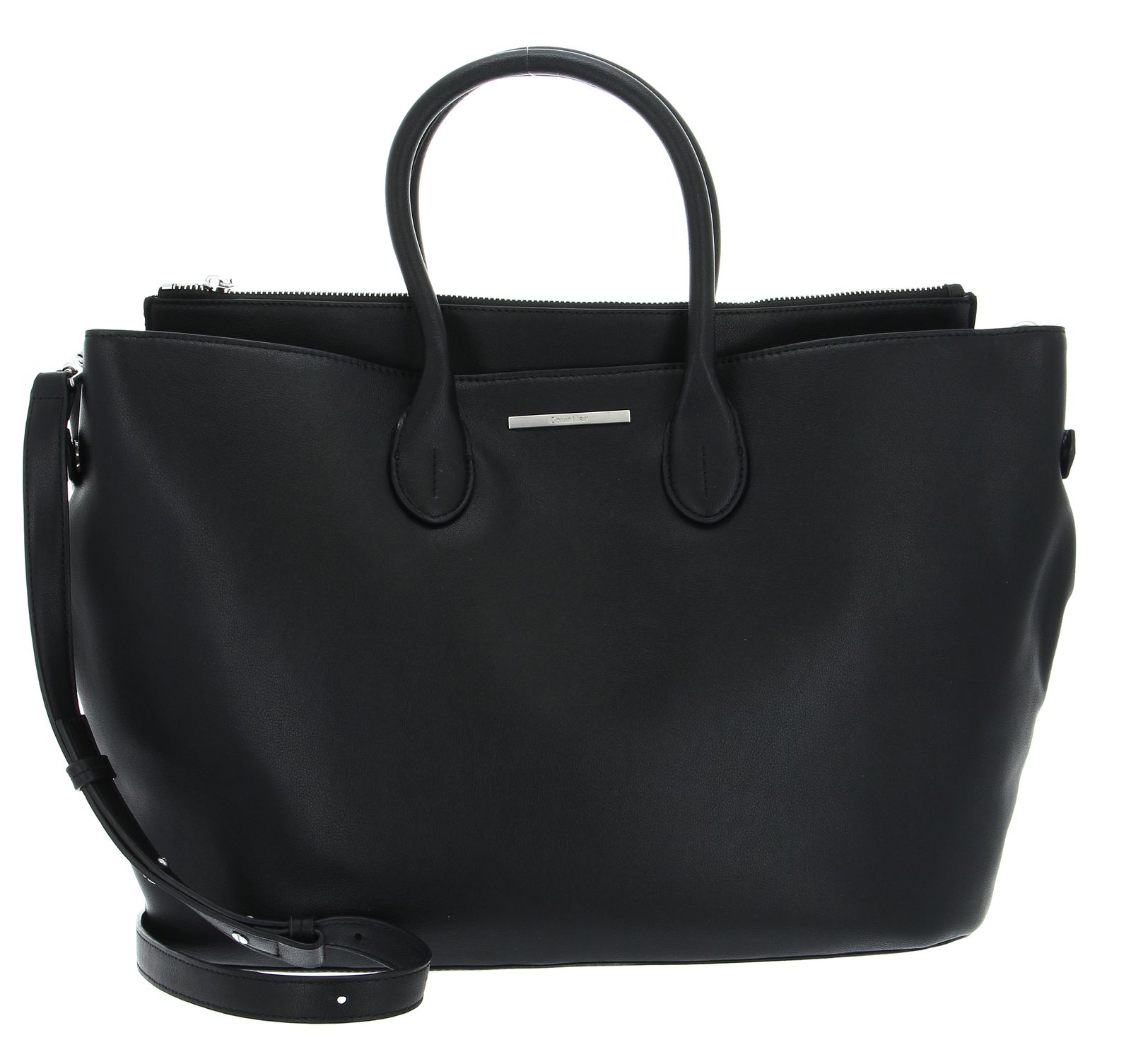 Calvin klein black shop leather tote bag