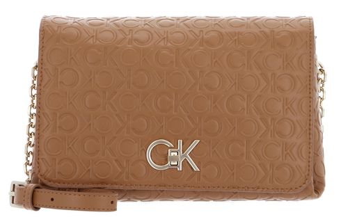 Calvin Klein Re-Lock Shoulder Bag With Flap Brown Sugar