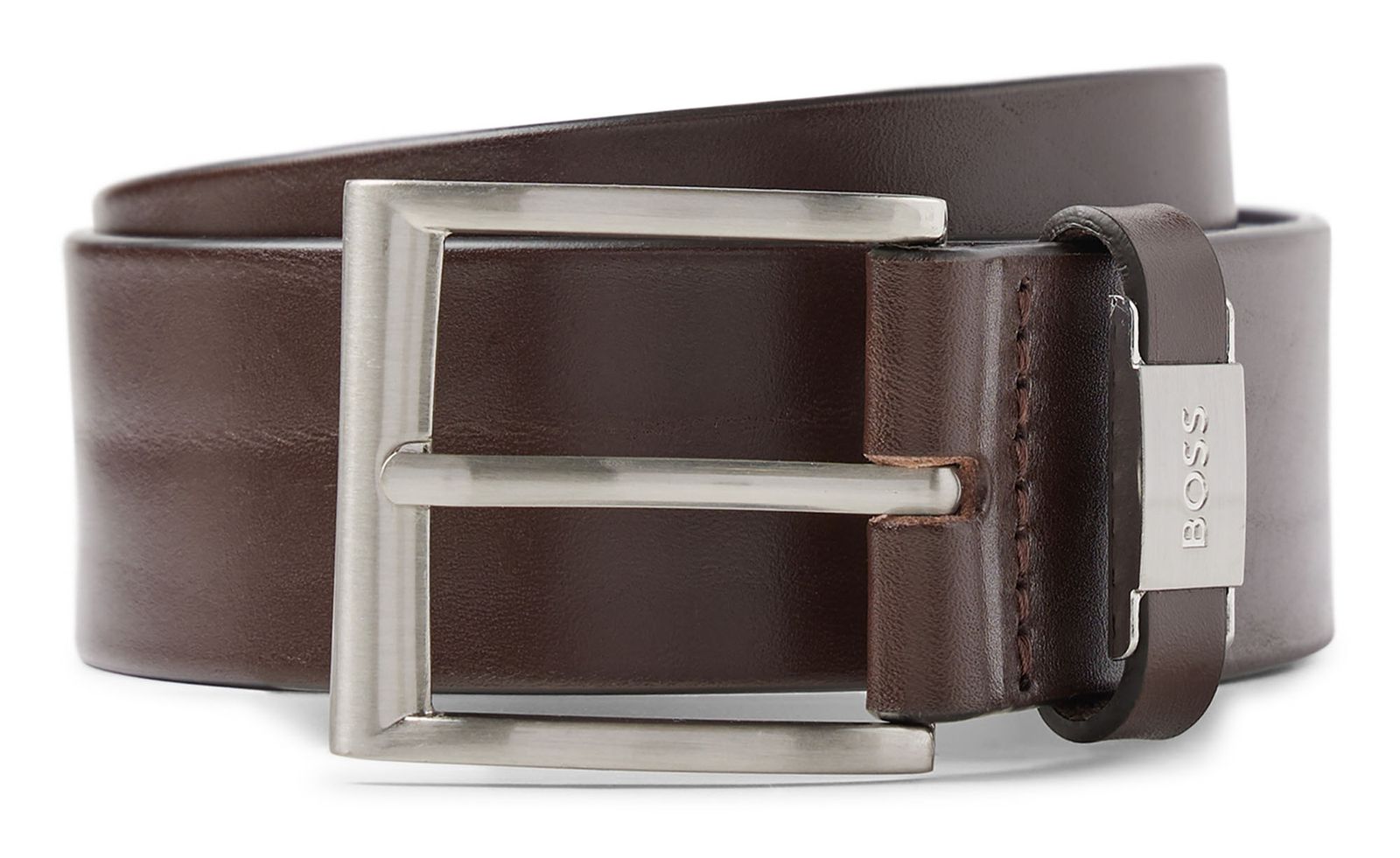 | W90 modeherz BOSS Dark Connio Brown Leather Belt Gürtel