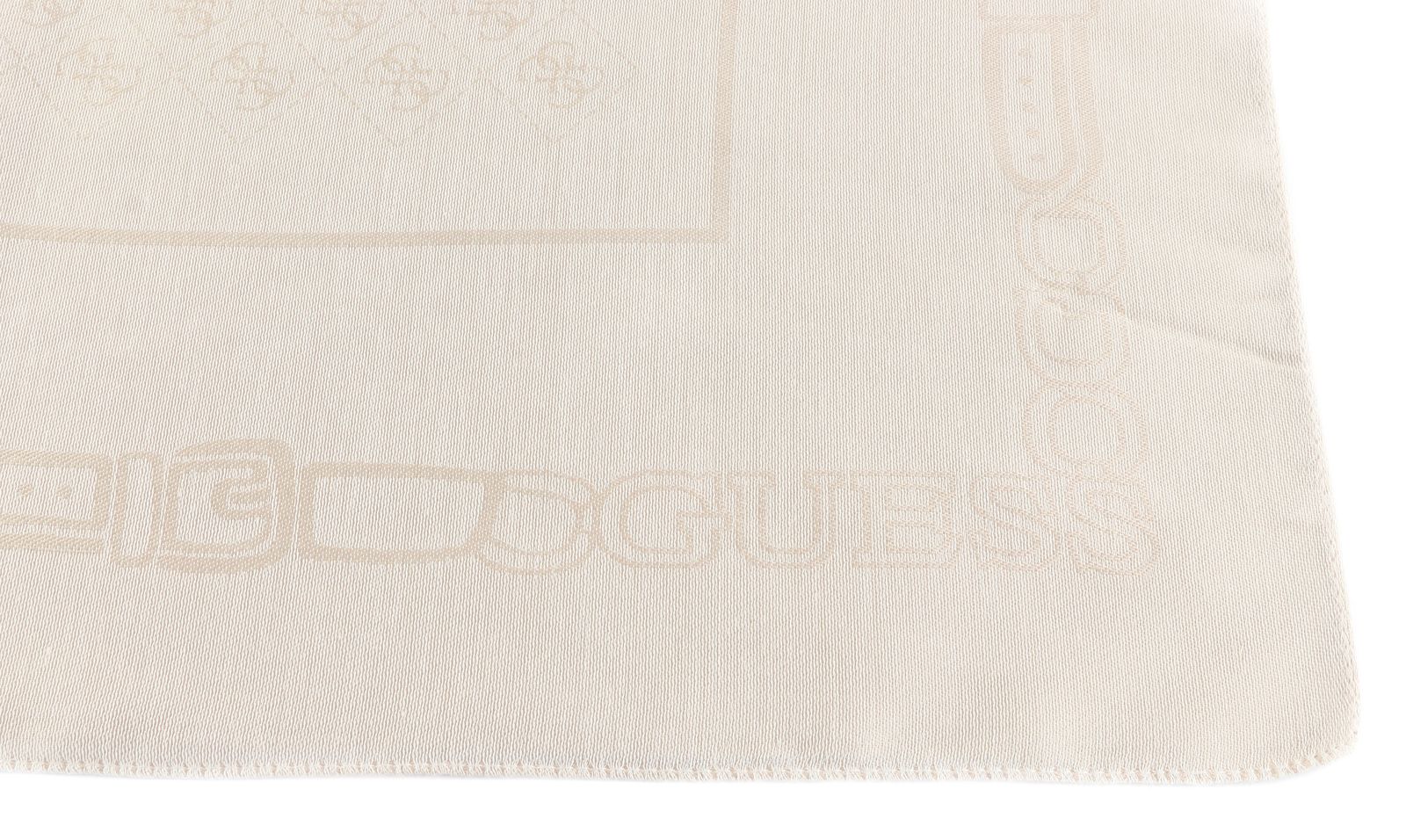 Écharpe GUESS Keffieh 135x135 Cm - Motif Logo - 100% Viscose - Couleur Latte - Avec Pompons