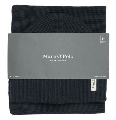 Marc O'Polo Knitted Hat And Scarf Set Dark Navy