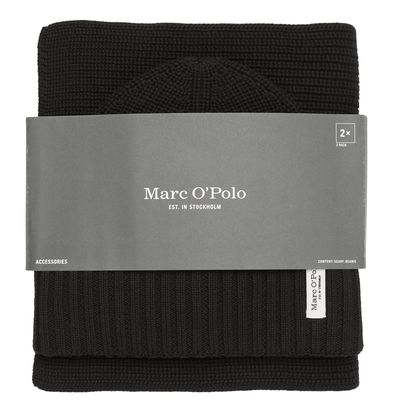 Marc O'Polo Knitted Hat And Scarf Set Black