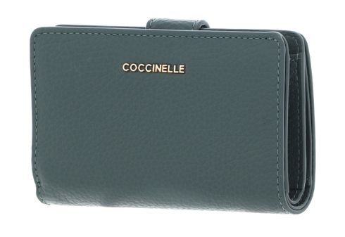 COCCINELLE Metallic Soft Mini Wallet Grained Leather Kale Green