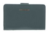 COCCINELLE Metallic Soft Mini Wallet Grained Leather Kale Green COCCINELLE Metallic Soft Mini Wallet Grained Leather Kale Green