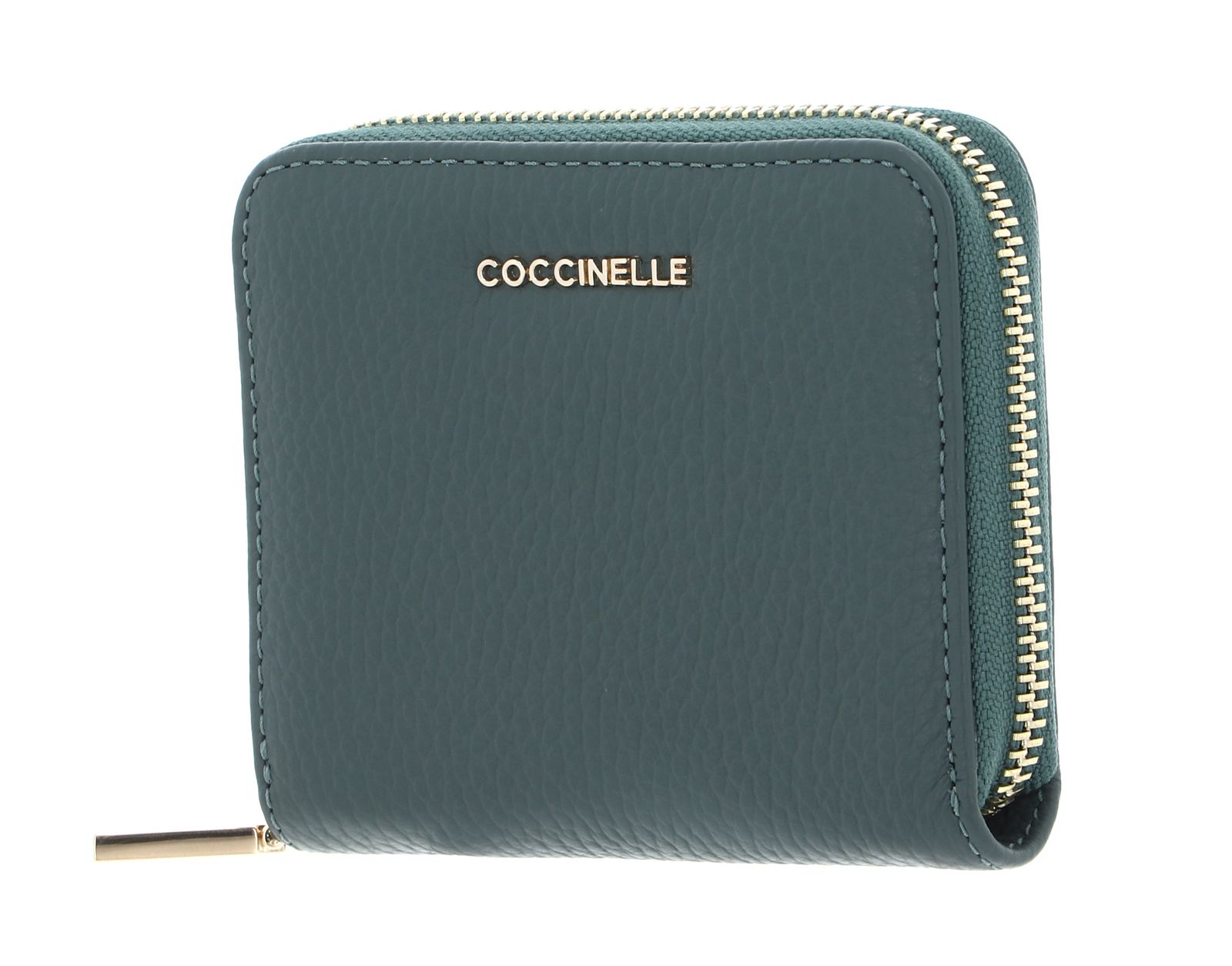 COCCINELLE Metallic Soft Leather Zip Around Wallet Kale Green Buy bags purses accessories online modeherz