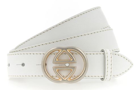 Vanzetti Leather Buckel Belt W105 White