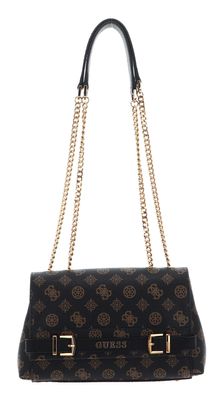 GUESS Sestri Logo Convertible Flap Crossbody Bag Mocha Logo