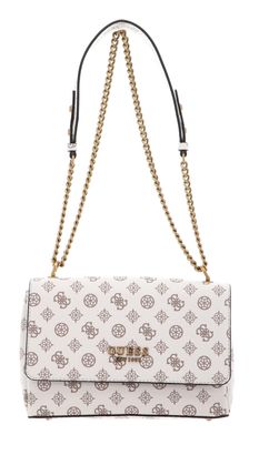 GUESS Fynna Convertible Crossbody Flap Bag Cream Logo