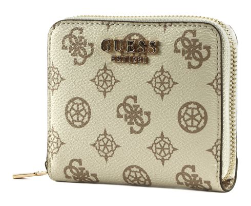 GUESS Laurel SLG Small Zip Around Wallet Cream Logo