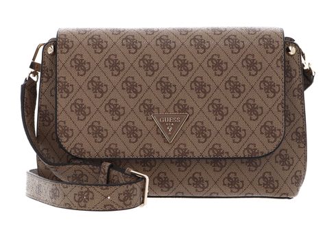 GUESS Meridian Flap Crossbody Bag Latte Logo