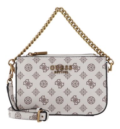 GUESS Fynna Mini Status Crossbody Bag Cream Logo