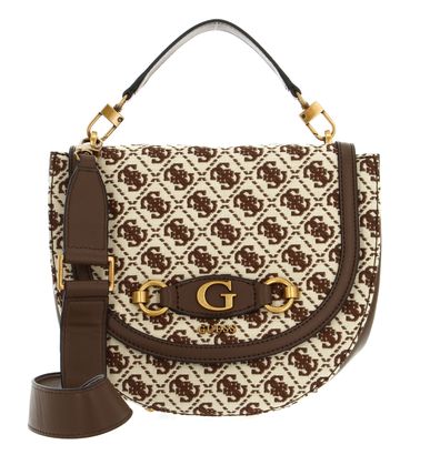 GUESS Izzy Flap Saddle Bag Brown Logo