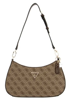 GUESS Noelle Top Zip Shoulder Bag Latte Logo / Brown