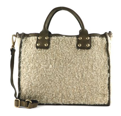 CAMPOMAGGI Shopping Bag S Naturale + Oro + T / V.Militare