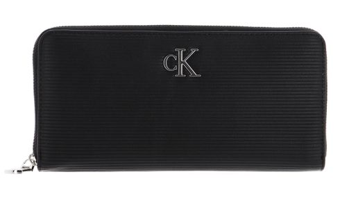 ★ ★ Women's CKJ Minimal Monogram Small Chain Fl Calvin Klein purse CKJ Minimal Monogram Zip Around Black