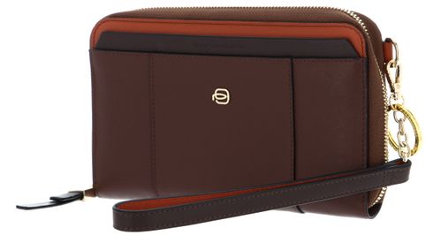 PIQUADRO Circle Zip Around Wallet Pochette Brown / Orange