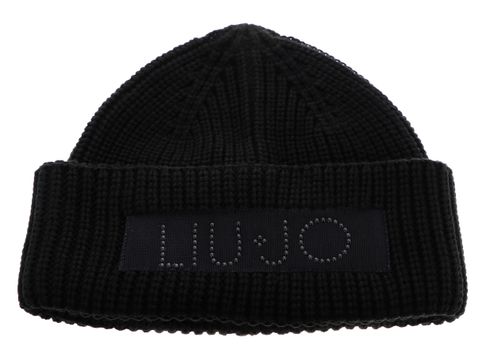 LIU JO Cuffia Bicolor Logo Hat Nero