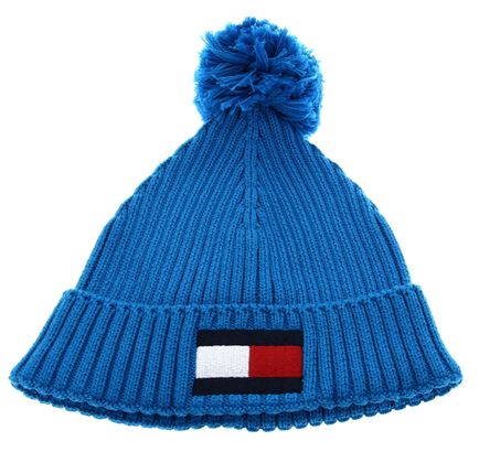 TOMMY HILFIGER Big Flag Beanie Pom Pom S / M Cerulean Aqua