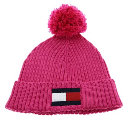 TOMMY HILFIGER Big Flag Beanie Pom Pom S / M Hot Magenta