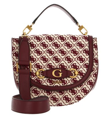 GUESS Izzy Flap Saddle Bag Merlot Logo