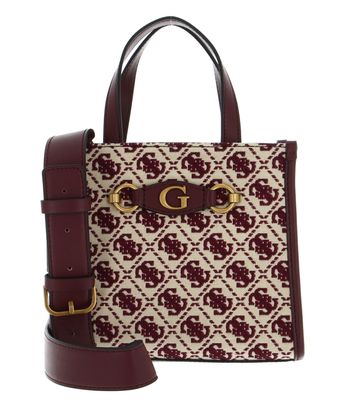 GUESS Izzy Two Compartment Mini Tote Merlot Logo