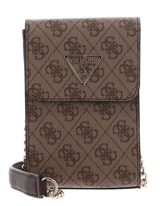 GUESS Noelle Flap Chit Chat Phone Bag Latte Logo / Brown