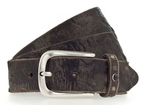 b.belt Lisa Silver 35mm Leather Belt W85 Anthracite - Silver Metal - kürzbar