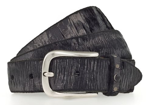 b.belt Lisa Silver 35mm Leather Belt W105 Black - Gun Metal - shortenable