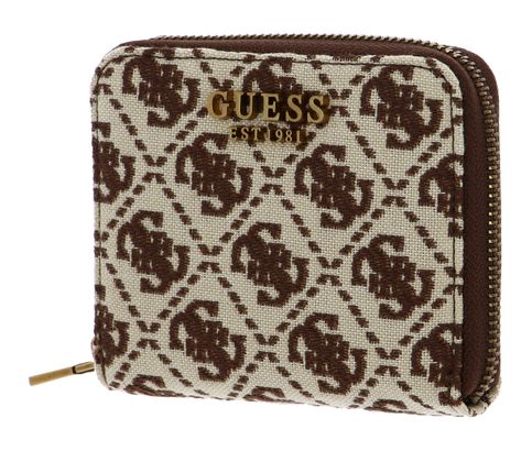 GUESS Laurel SLG Small Zip Around Brown Logo