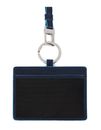 PIQUADRO Blue Square Credit Card Holder With Neck Strap RFID Night Blue