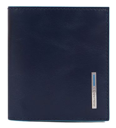 PIQUADRO Blue Square Vertical Trifold Men's Wallet Night Blue