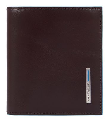 PIQUADRO Blue Square Vertical Trifold Men's Wallet Mahogany